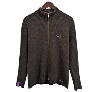 Holzweiler x Neat. Charcoal Grey 100% Lambswool Ribbed Full Zip Cardigan Small